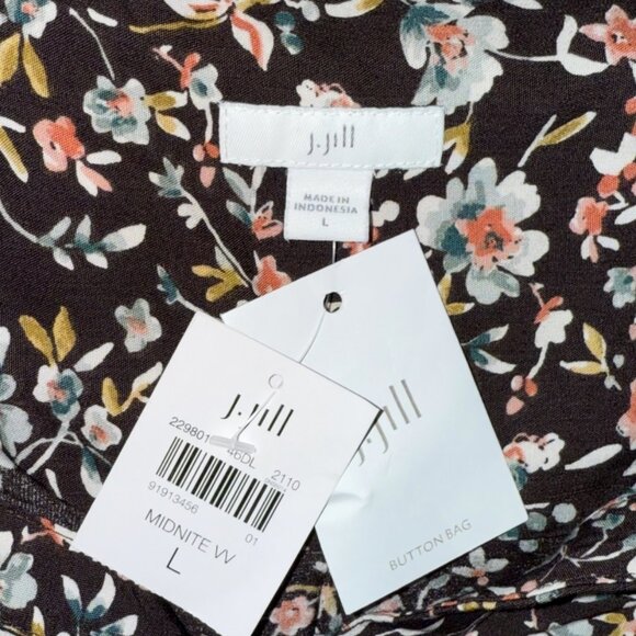 J.Jill Women's Midnite Floral Long Sleeve Cottage Core/Boho Dress Sz L NWT - Picture 11 of 13